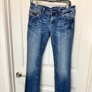 Miss Me Jeans - Women's 30x34 Straight Pocket Flap Studded Rhinestones JP6063T